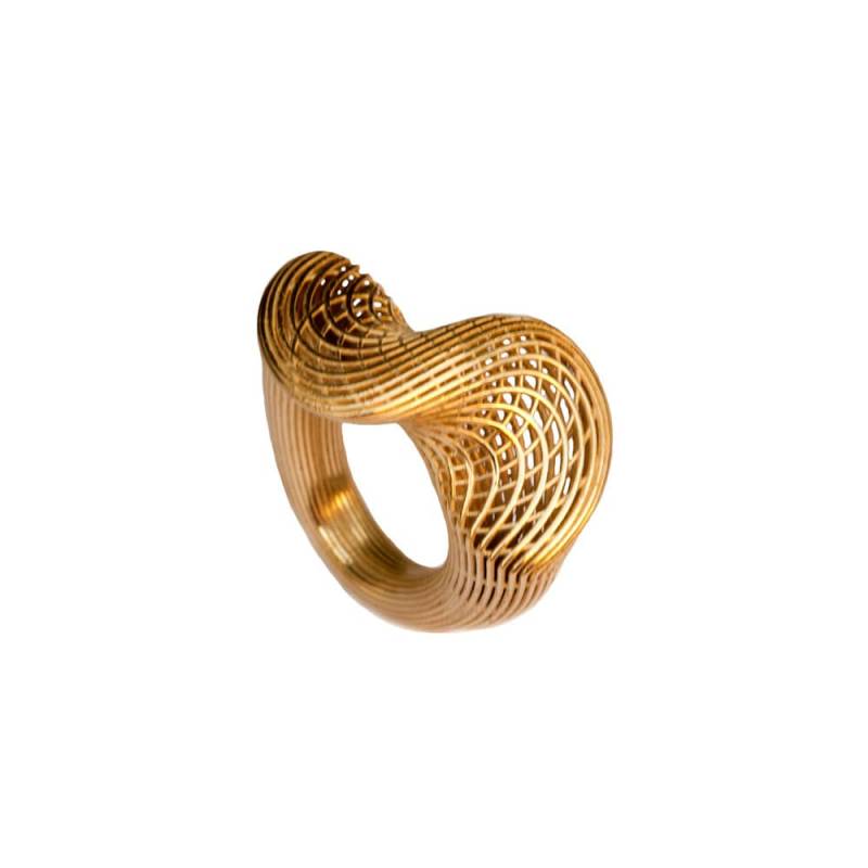 14K Gold Skulpturaler Bandring Für Frauen - Einzigartiges Statement Stück 14K Gold Skulpturaler Bandring Für Frauen - Einzigartiges Statement Stück von HellaGanorJewelry