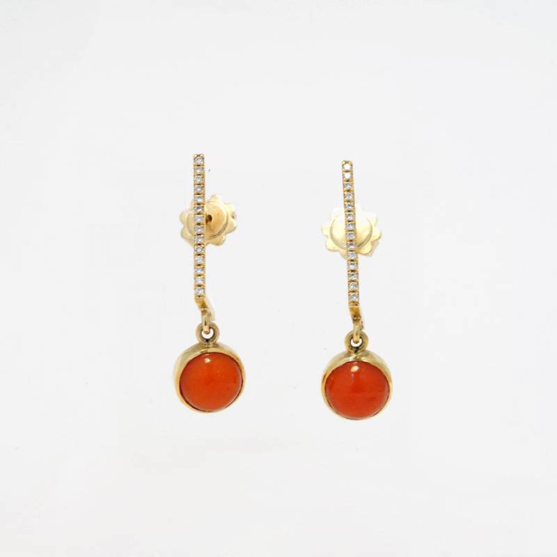 18K Gold Weiße Diamanten Coral Ohrringe, Orange Made in Israel von HellaGanorJewelry