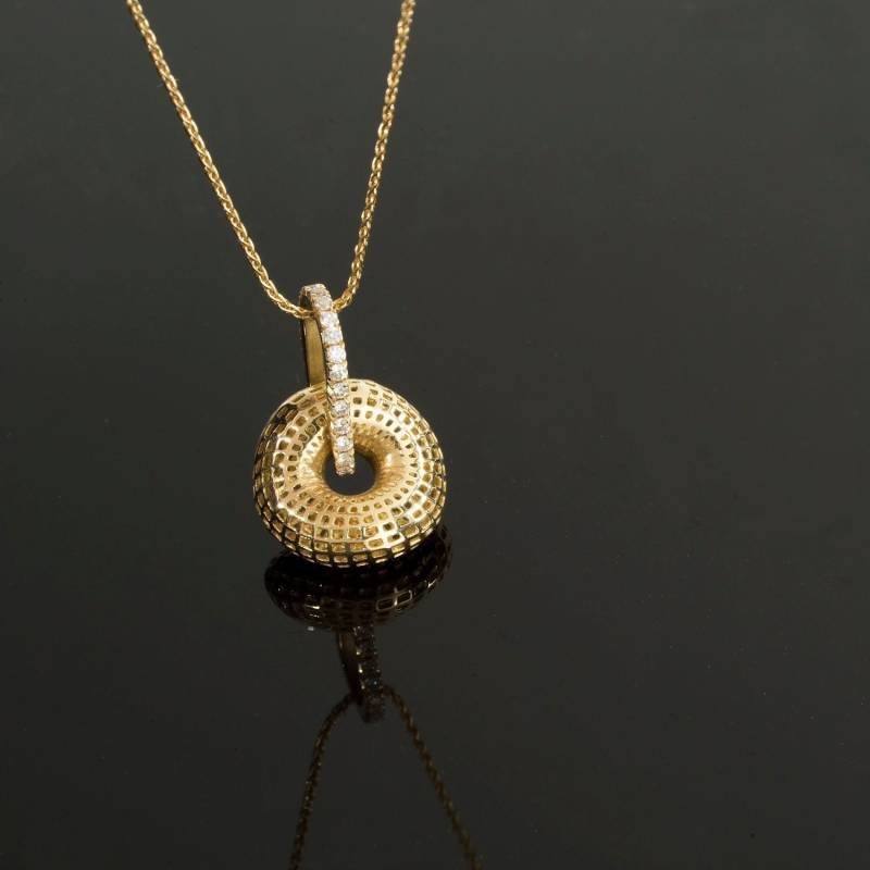 750Er Gold, Diamanten, Kleiner Verdrehter Torus von HellaGanorJewelry