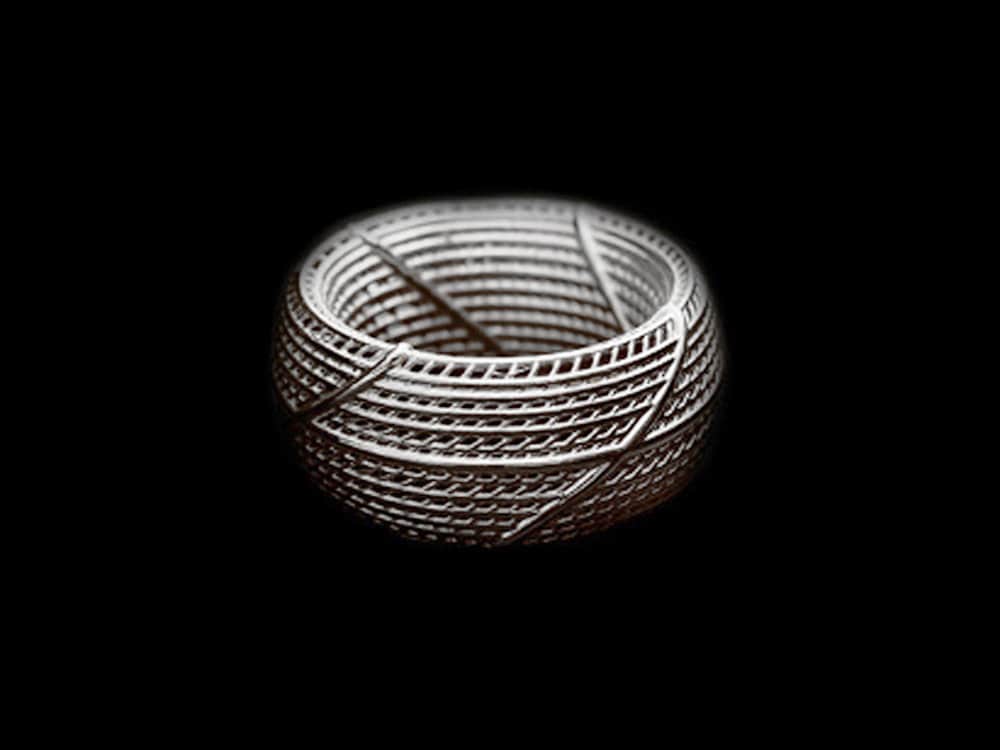 Breiter Ehering Für Ihn Sie, Herren Ehering, Frauen 3D-Druck Ring, Strukturierter Großer Gewellt Unikat Hochzeit Sterling Silber von HellaGanorJewelry