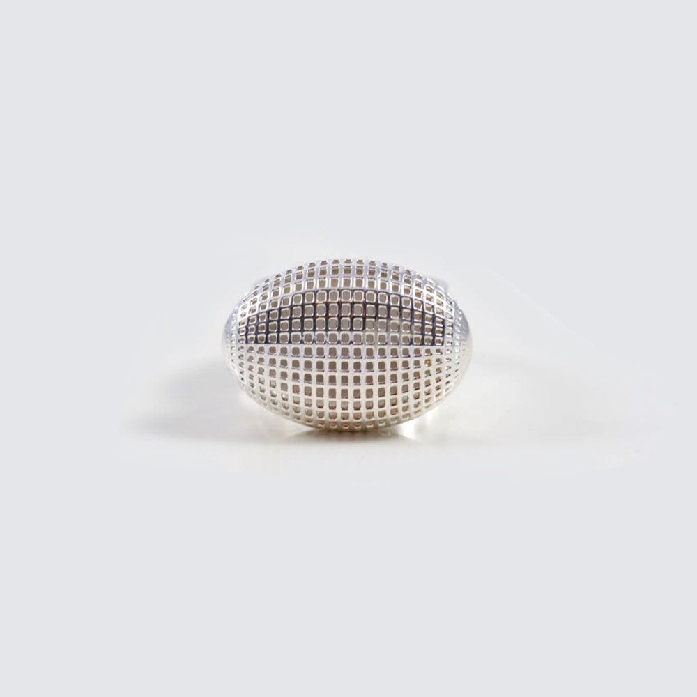 sterling Silber Großer Baseball Ring, Cocktail Mutiger Ei Ring Für Frauen, Netline von HellaGanorJewelry