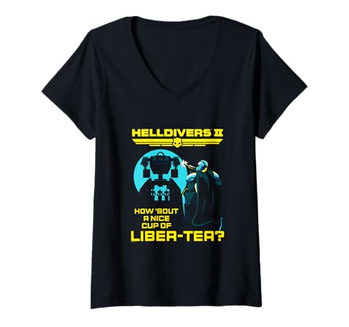 Damen Helldivers 2 Sony PlayStation Game A Nice Cup Of Liber-Tea T-Shirt mit V-Ausschnitt von Helldivers 2
