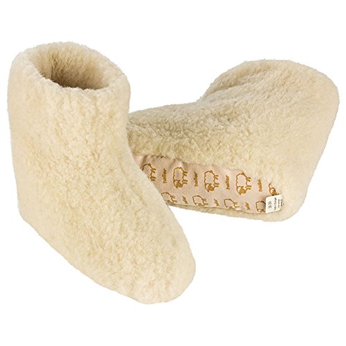 Hausschuhe aus 100% Schafwolle – Öko-Tex® Standard 100 – Made in Germany – Unisex Farbe: Weiß von Heller Vertrieb