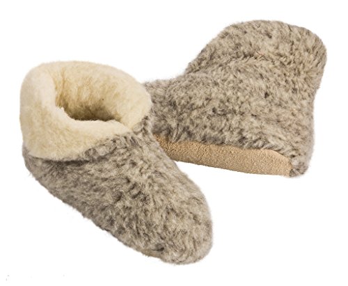 100% Reine Schafwolle Hausschuhe Wollhausschuhe Hüttenschuhe Umschlag - 36 37 38 39 40 41 42 43 44 45 46 47 Damen Herren - Grau (44/45) von Heller Vertrieb