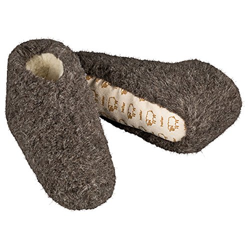 100% reine Schafwolle Hausschuhe Wollhausschuhe H�ttenschuhe Halbschuhe - Damen Herren Braun (38/39) von HELLER