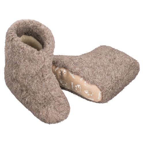 Hausschuhe aus 100% Schafwolle – Öko-Tex® Standard 100 – Made in Germany – Unisex Farbe: Braun von Heller Vertrieb