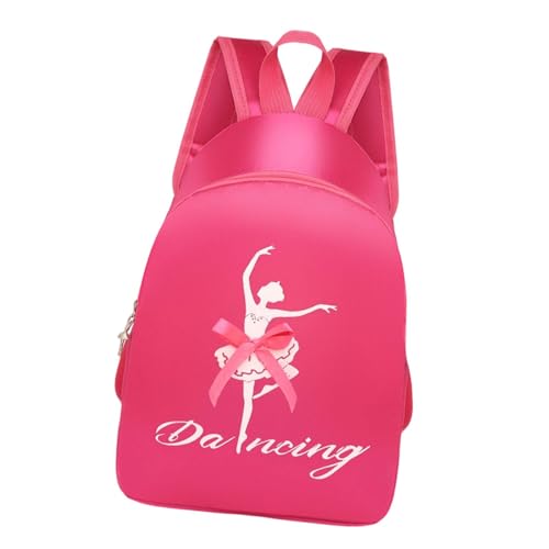 Hellery Ballett Rucksack Mädchen Handtasche Turnbeutel Sporttasche Aus Wasserabweisendem Nylon mit Verstellbaren Schultergurten Und Süßem Ballerina Motiv für, Rose Rot von Hellery