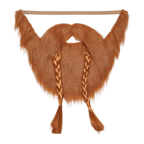 Hellery Bart Professionelle Party Gesichtsbehaarung für Maskerade Urlaub Männer Frauen, Zwei Zöpfe von Hellery