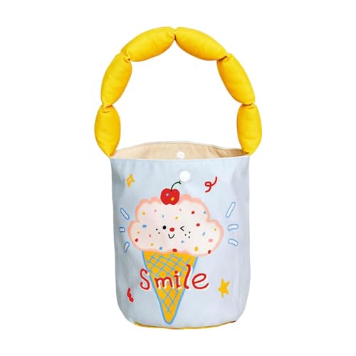 Hellery Beuteltasche für Damen Handtasche Henkeltasche Stofftasche Aus Weichem Flanell mit Segeltuchfutter Und Druckknopf für Den Alltag Und Zum Einkaufen, Eiscreme-Muster von Hellery