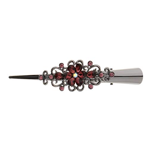 Hellery Damen Haarspange, aus aus Haar Klammer Spange, Krokodil Haarclips, Friseur Abteilklammern, Combi-Clip mit Strass Deko, Braun von Hellery