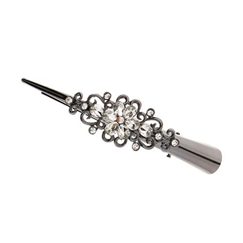 Hellery Damen Haarspange, aus aus Haar Klammer Spange, Krokodil Haarclips, Friseur Abteilklammern, Combi-Clip mit Strass Deko, Weiß von Hellery