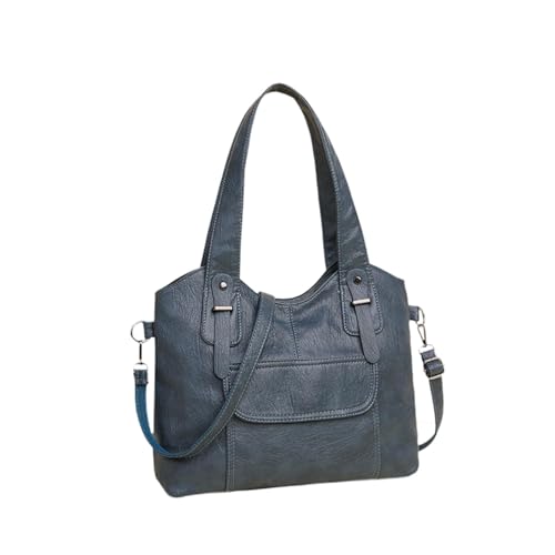 Hellery Handtasche für Damen Große Tragetasche Schultertasche Umhängetasche Aus Weichem Pu mit Verstellbarem Gurt für Den Täglichen Gebrauch Und Zum EIN, Blau von Hellery