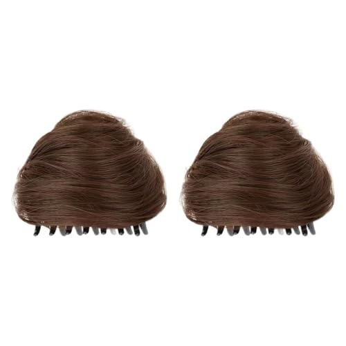 Hellery Space Buns Haarteile Accessoire, Leicht zu Tragen, Modischer Kopfschmuck Clip für Partys, Abschlussbälle, Tanzauftritte, Damen, Hellbraun von Hellery