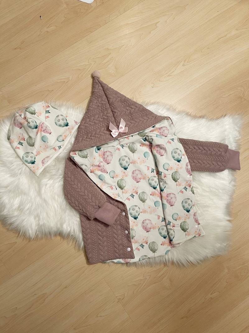 Zopfstrickjacke Altrosa/Luftballons von HelliMaus