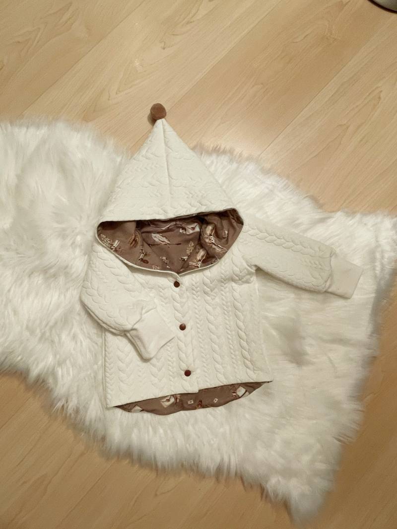 Zopfstrickjacke Creme/Goldbraun 74 von HelliMaus