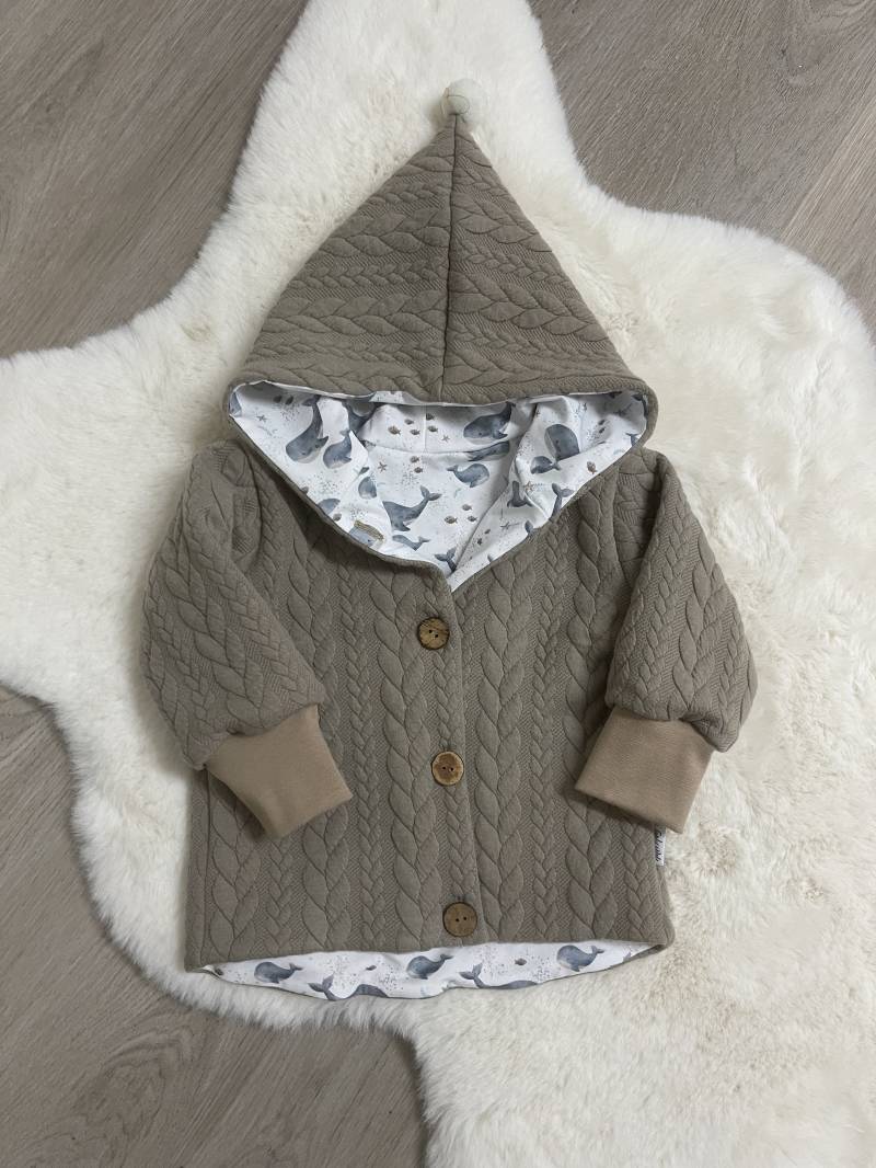 Zopfstrickjacke Dunkelbeige/Oscar & Pepe von HelliMaus