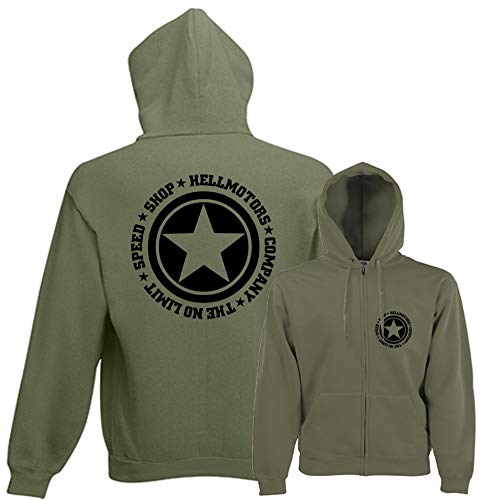 Hellmotors Speed Limit Kapuzenjacke Oldschool Oliv (XL) von Hellmotors