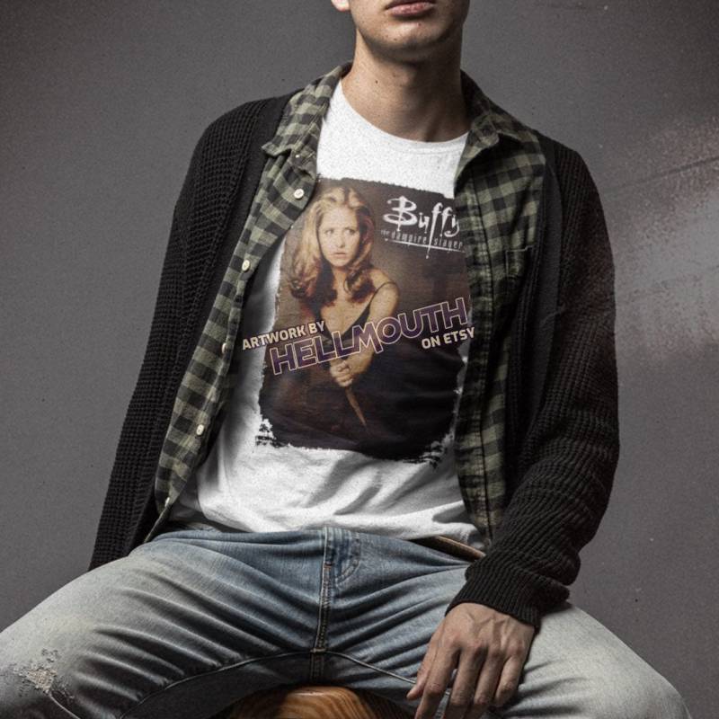 Buffy The Vampire Slayer - Weißes T-Shirt. Herren & Damen Alle Größen von Hellmouth