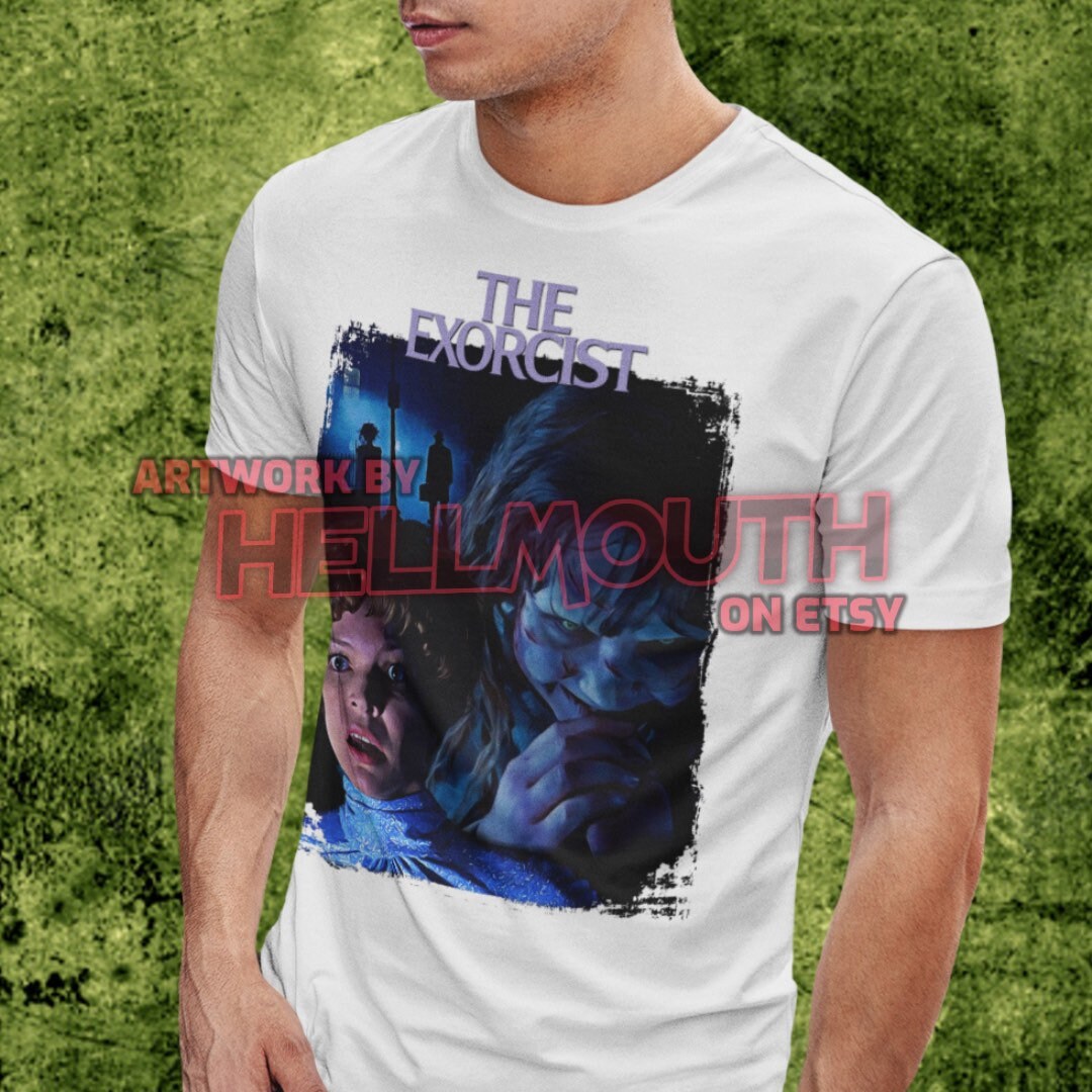 Der Exorzist - Weißes T-Shirt. Regan Macneil, Linda Blair, Ellen Burstyn. Herren & Damen Alle Größen. Grauen von Hellmouth