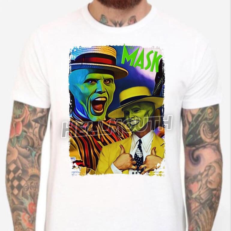 Die Maske - Weißes T-Shirt. Jim Carrey. Herren & Damen Alle Größen. Komödie von Hellmouth