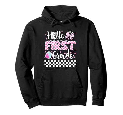 Hello First Grade Coquette Cute First Day of School Girls Pullover Hoodie von Hello 1st Grade Coquette First Day Of School Tee