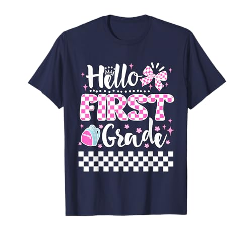 Hello First Grade Coquette Cute First Day of School Girls T-Shirt von Hello 1st Grade Coquette First Day Of School Tee