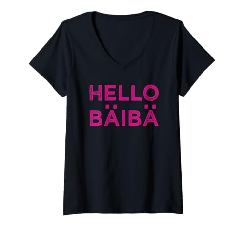 Damen Hello Baby BÄIBÄ Lustig Tach Servus Hallo Humor Flirt Anmach T-Shirt mit V-Ausschnitt Damen Hello Baby BÄIBÄ Lustig Tach Servus Hallo Humor Flirt Anmach T-Shirt mit V-Ausschnitt von Hello Baby Flirt Mit Charme Ironie Sarkasmus Humor