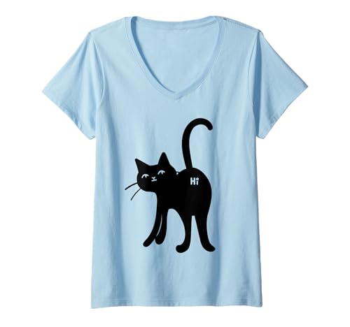 Damen Lustiges Hello Black Cat Butt Hi Design für Katzenliebhaber T-Shirt mit V-Ausschnitt Damen Lustiges Hello Black Cat Butt Hi Design für Katzenliebhaber T-Shirt mit V-Ausschnitt von Hello Cat butt, Funny Cats shirts gifts