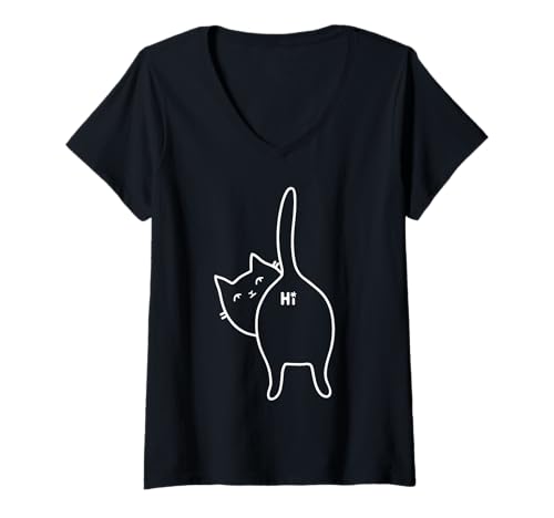 Damen Lustiges Hello Cat Butt Hi Design für Katzenliebhaber T-Shirt mit V-Ausschnitt Damen Lustiges Hello Cat Butt Hi Design für Katzenliebhaber T-Shirt mit V-Ausschnitt von Hello Cat butt, Funny Cats shirts gifts