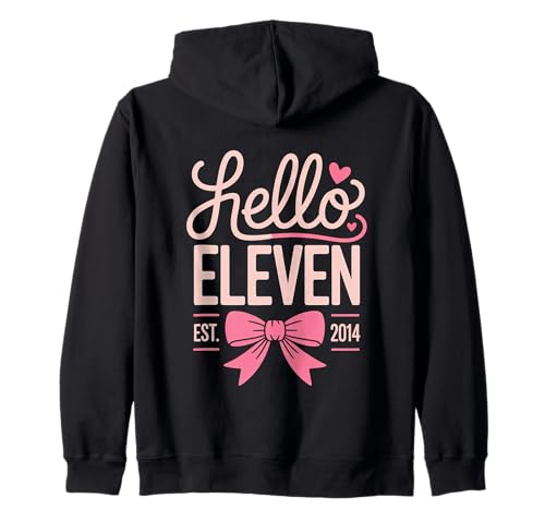 Hello 11th Birthday Girl Est 2014 Süße Schleife für Kinder und Mädchen Kapuzenjacke Hello 11th Birthday Girl Est 2014 Süße Schleife für Kinder und Mädchen Kapuzenjacke von Hello Eleven Birthday Cute Celebration 11 year old