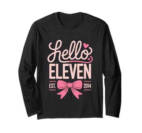 Hello 11th Birthday Girl Est 2014 Süße Schleife für Kinder und Mädchen Langarmshirt Hello 11th Birthday Girl Est 2014 Süße Schleife für Kinder und Mädchen Langarmshirt von Hello Eleven Birthday Cute Celebration 11 year old