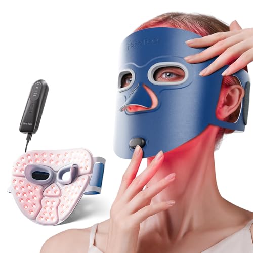Hello Face Rotlichttherapie-Maske, 280 LED Gesichtsmaske Therapie mit Dreifach-Chip-LEDs, 4 Lichtmodi, Fernbedienung, inklusive Augenschutz, FDA-zugelassenes professionelles Hautpflegegerät zu Hause von Hello Face