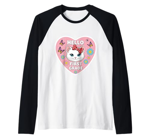 Hello First Grade 1. Klasse Mädchen Kätzchen Katze Back to School Raglan von Hello First Grade 1st Grader Girl Kitten Products
