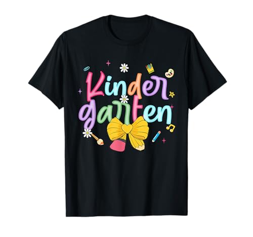 Erster Tag des Kindergartens Kokette Schleife Bleistift Lehrer Mädchen T-Shirt Erster Tag des Kindergartens Kokette Schleife Bleistift Lehrer Mädchen T-Shirt von Hello Kindergarten Team Kindergartener Apparel