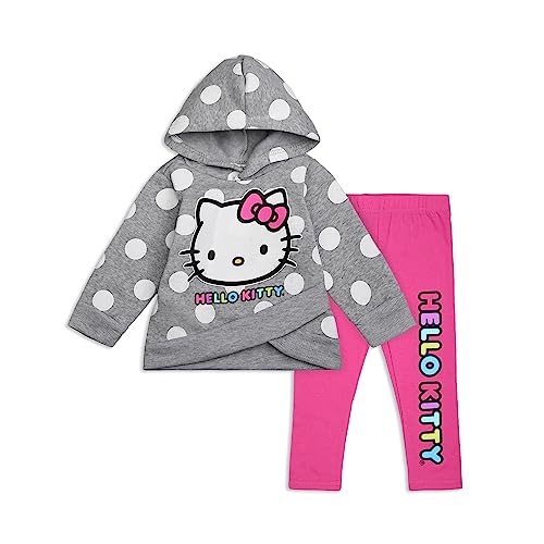 Hello Kitty 2 Piece Hoodie Sweatshirt in Grey Polka Dot Print Jogger Set (2T) von Hello Kitty