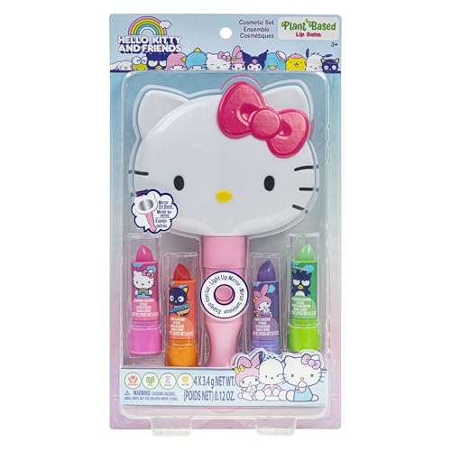Hello Kitty 4pk Lip Balm Light Up Mirror and Hair Set Bundle with Hello Kitty Stickers von Hello Kitty