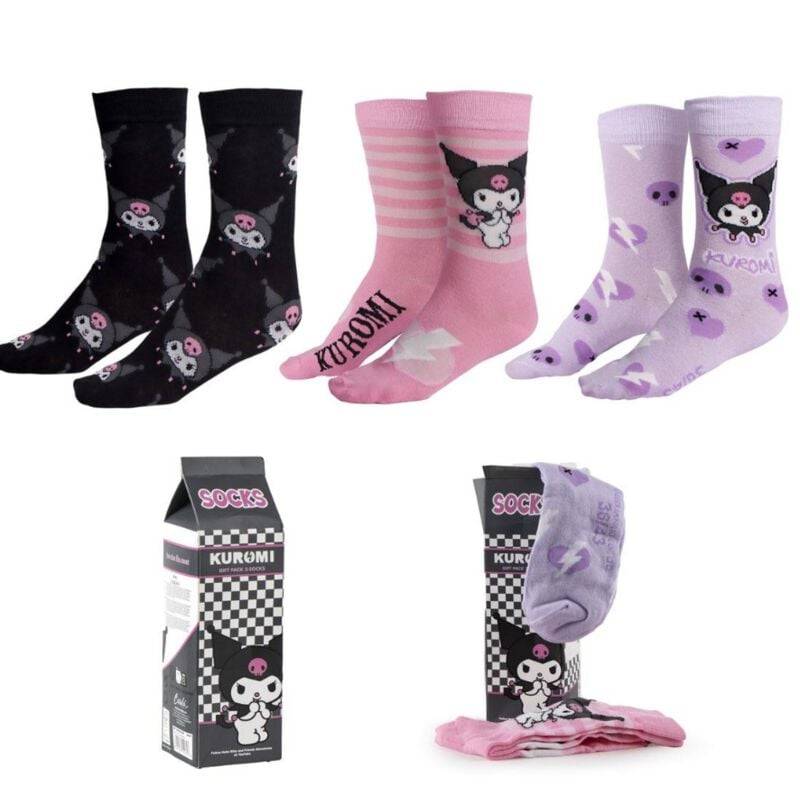 Hello Kitty - Anime Socken - Kuromi - one size - für Damen - Größe one size - multicolor  - Lizenzierter Fanartikel von Hello Kitty