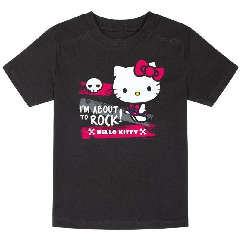 Hello Kitty - Anime T-Shirt für Kleinkinder - Metal-Kids - I'm About To Rock - für Mädchen & Jungen - schwarz  - Lizenzierter Fanartikel von Hello Kitty