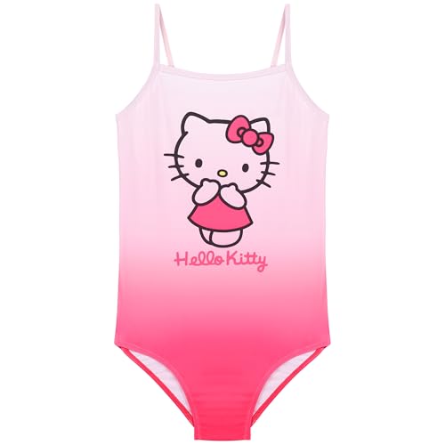 Hello Kitty Badeanzug Mädchen Schwimmanzug Kinder Teens Blickdicht und Bequem Bademode Swimsuit für Sport Schwimmen Strand (5-6 Jahre, Rosa) von Hello Kitty
