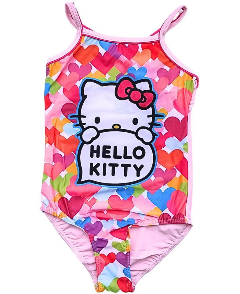 Hello Kitty Badeanzug Mädchen Schwimmanzug mit Herzen Gr. 98 - 128 cm von Hello Kitty