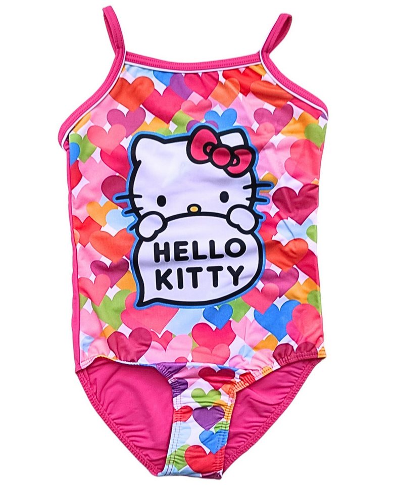 Hello Kitty Badeanzug Mädchen Schwimmanzug mit Herzen Gr. 98 - 128 cm von Hello Kitty