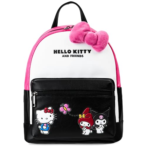 Hello Kitty Damen Teenager Rucksack, kleiner Reiserucksack oder Tagesrucksack mit Schnallenriemen (Rosa/Schwarz) von Hello Kitty