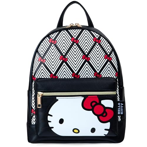Hello Kitty Rucksack Damen, Kleiner Reiserucksack, Tagesrucksack - Geschenke für Frauen und Mädchen (Schwarz) von Hello Kitty
