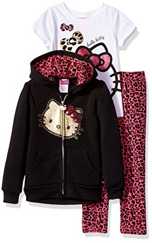 Hello Kitty Girls' 3 Piece Zip up Hoodie Legging Set with T-Shirt and Printed Leggings von Hello Kitty