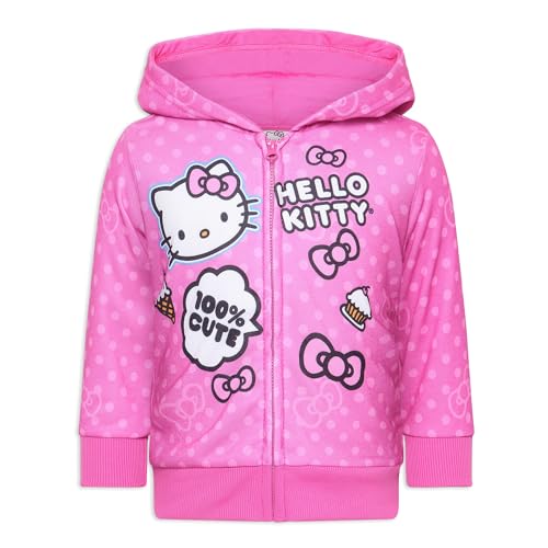 Hello Kitty Girls Polka Dot Long Sleeve Zip Up Fleece Hoodie - Pink (5) von Hello Kitty