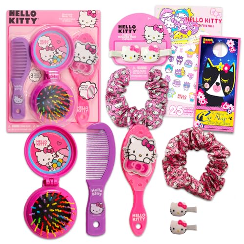 Hello Kitty Haarzubehör-Set für Kinder – Bündel mit Hello Kitty Haargummis, Spiegel, Haarbürste, Tattoos und mehr | Hello Kitty Accessoires für Mädchen von Hello Kitty