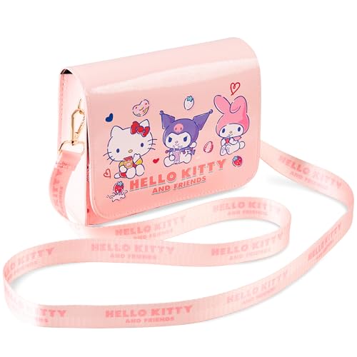 Hello Kitty Sanrio Handtasche Mädchen Teenager und Damen Kawaii Anime Umhängetasche Kuromi My Melody Geschenk Idee (Rosa) von Hello Kitty