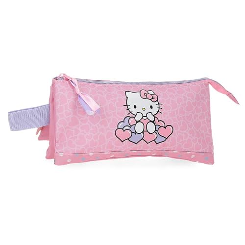 Hello Kitty Hearts & Dots, Schulmäppchen, Umhängetasche, aus Polyester, Rosa, Dreifaches Federmäpp Hello Kitty Hearts & Dots, Schulmäppchen, Umhängetasche, aus Polyester, Rosa, Dreifaches Federmäpp von Hello Kitty