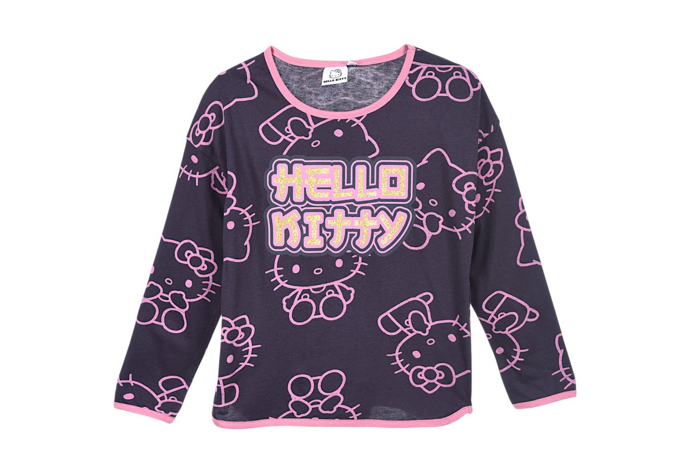 Hello Kitty Langarmshirt mit Glitzer Mädchen Shirt aus Baumwolle Gr. 104 - 152 cm von Hello Kitty