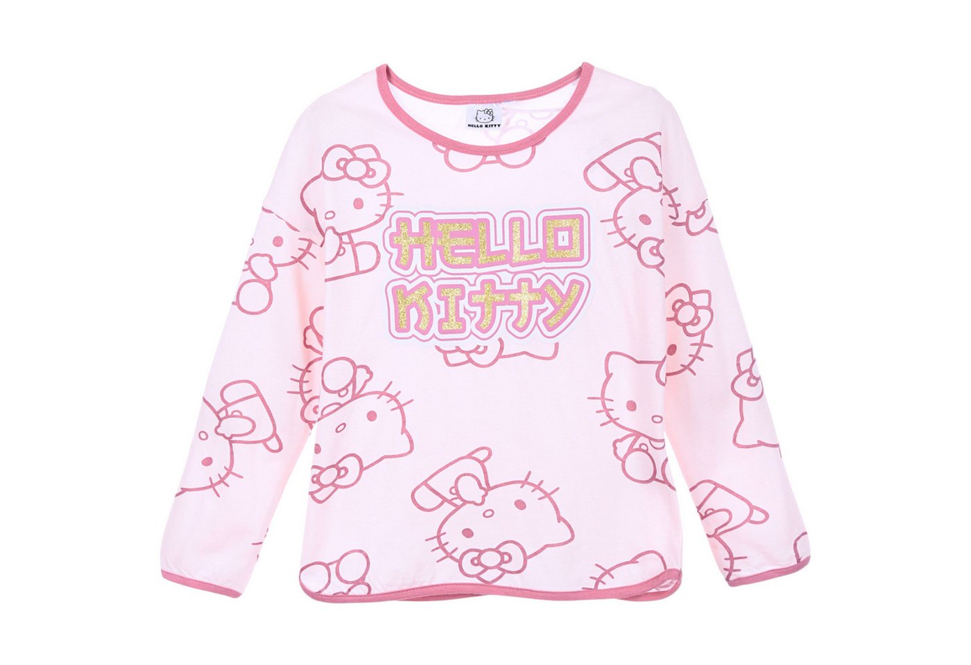 Hello Kitty Langarmshirt mit Glitzer Mädchen Shirt aus Baumwolle Gr. 104 - 152 cm von Hello Kitty